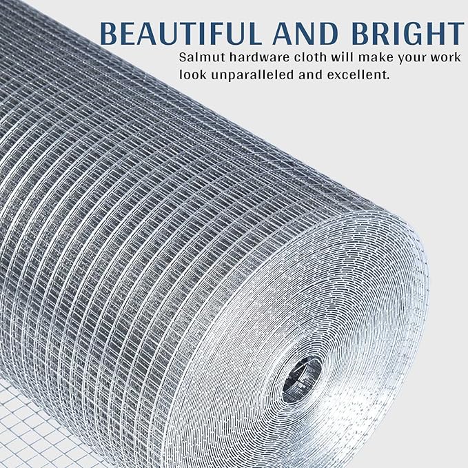Galvanized Hardware Cloth 1/2 in. x 2 ft. x 50 ft. 19-Gauge, Wire Mesh Roll, Chicken Wire Fencing, Wire Fence Roll, Welded Wire, Rodent Mesh, Wire Cloth, Galvanized Mesh