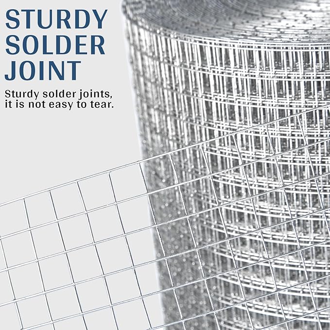Galvanized Hardware Cloth 1/2 in. x 2 ft. x 50 ft. 19-Gauge, Wire Mesh Roll, Chicken Wire Fencing, Wire Fence Roll, Welded Wire, Rodent Mesh, Wire Cloth, Galvanized Mesh
