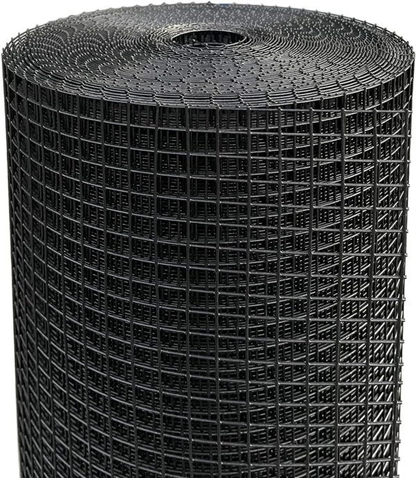 Salmut Black Hardware Cloth 1/2 inch 19 Gauge, Vinyl Coated Wire Mesh